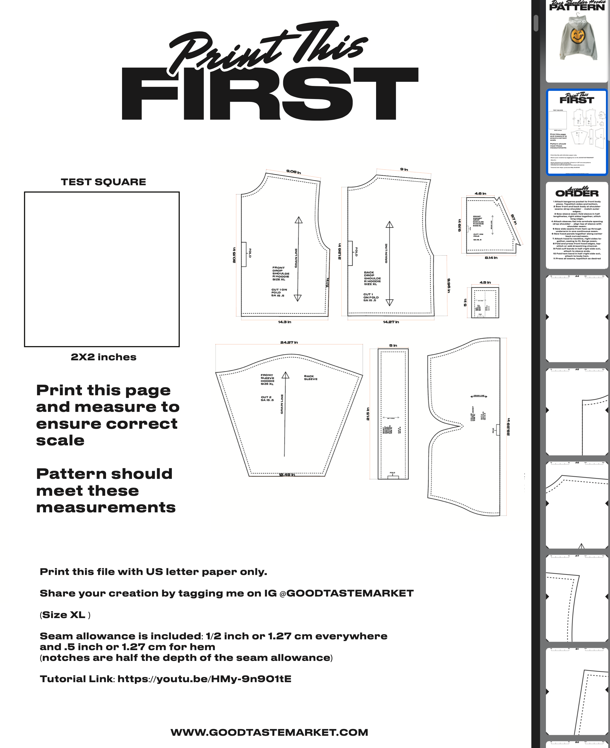 PDF Cropped Drop-Shoulder Sewing Pattern